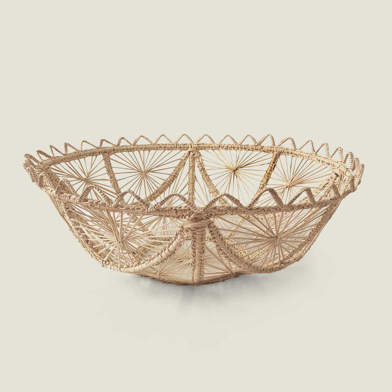 Artisan Hand Woven Palm Fruit Bowl with Frill