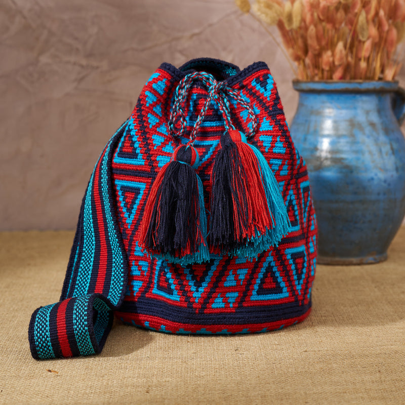 Brora Hand Woven Cross Body Printed Tassel Bag