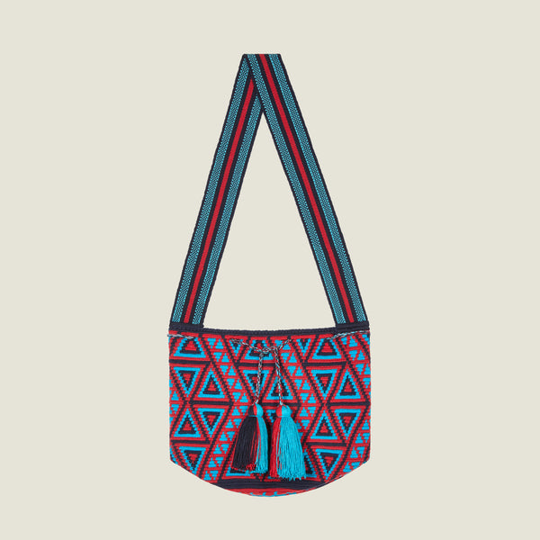 The Colombia Collective x Brora Hand Woven Tassel Tote Bag Turquoise/Henna AW24