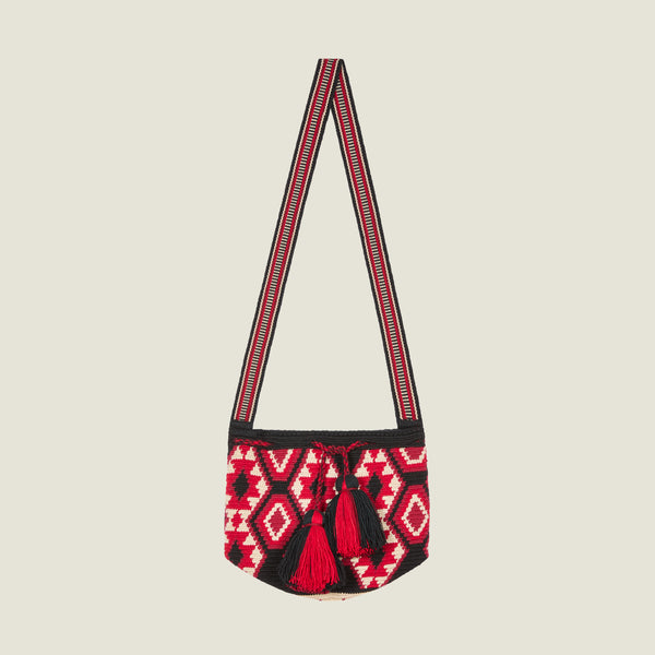 Brora Hand Woven Cross Body Printed Tassel Bag