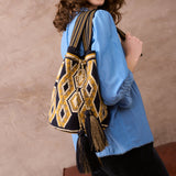 Brora Hand Woven Cross Body Printed Tassel Bag