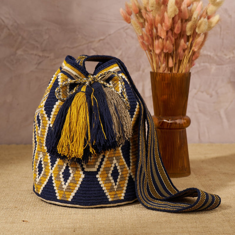 Brora Hand Woven Cross Body Printed Tassel Bag