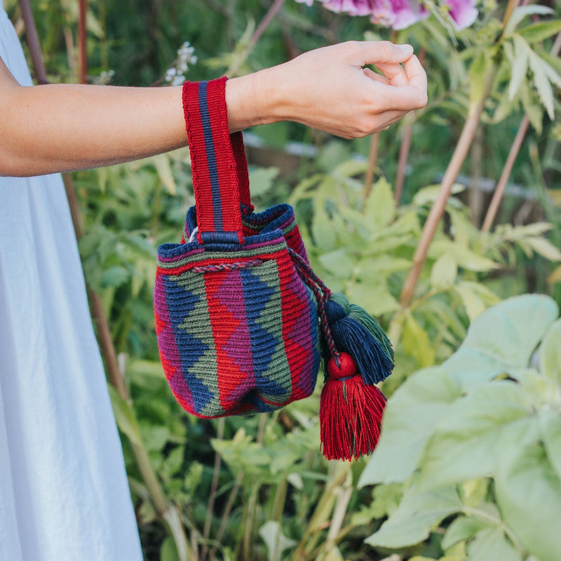 Hand Woven Wayuu Cotton Chequered Mini Bag