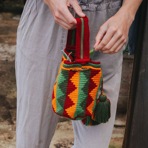Hand Woven Wayuu Cotton Chequered Mini Bag