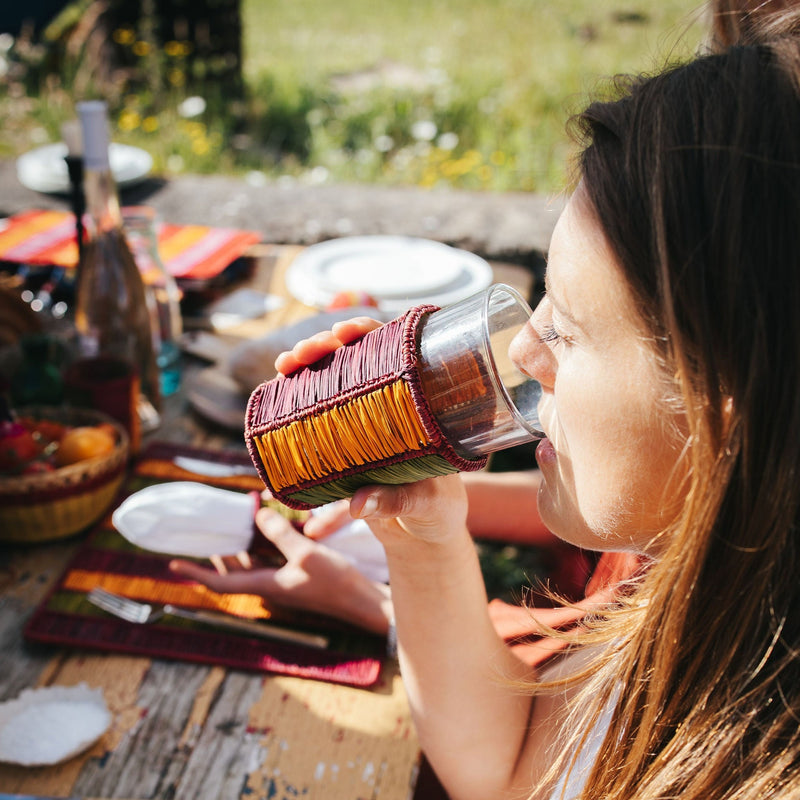 Hand Woven Collagerie Striped Glasses and Holders