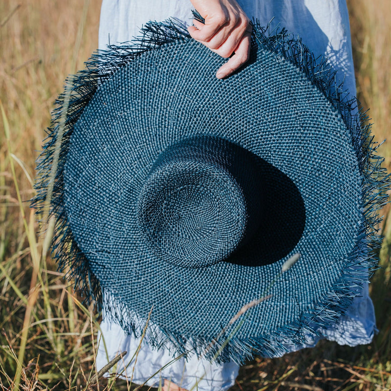 Artisan Woven Wide Brim Hat With Fringe