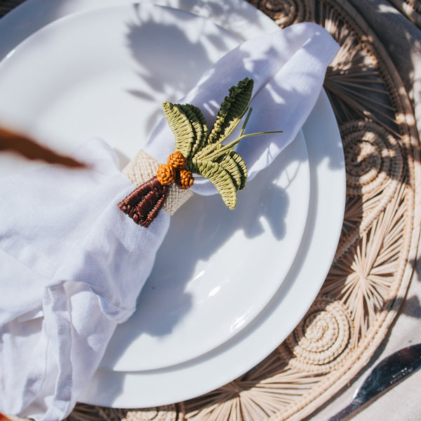 Hand Woven Palm Tree Napkin Rings