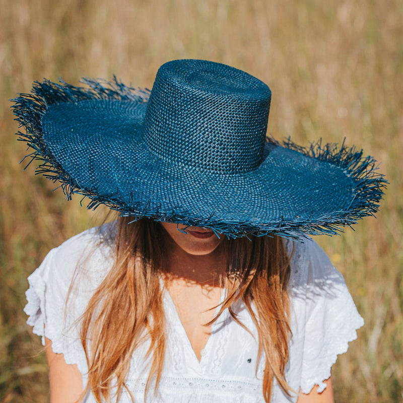 Artisan Woven Wide Brim Hat With Fringe