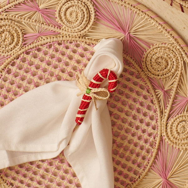 Palmito Woven Candy Cane Napkin Rings (Set of 4) - The Colombia Collective