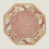 Hand Woven Octagonal Placemat Red