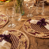 Purple Orchid Hand Woven Iraca Palm Napkin Rings