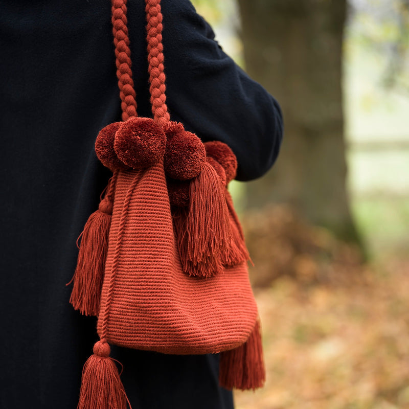 Hand Woven Pom Pom Bag