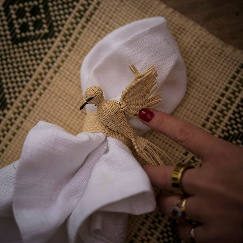 Hand Woven Natural Hummingbird Napkin Rings