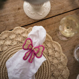 Hand Woven Crochet Scalloped Placemats & Hand Woven Bow Napkin Rings