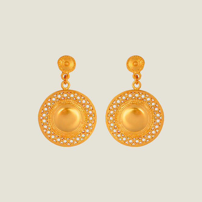 circular gold earrings handmade